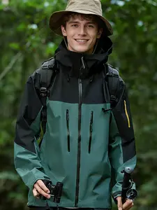 Waterproof Windproof Breathable Rain Jacket Men Women Lightweight Outdoor Hooded Rain Coat for Hiking Camping Travel，Lightweight Waterproof Breathable Hooded Rain Jacket Outdoor Windbreaker for Men Women