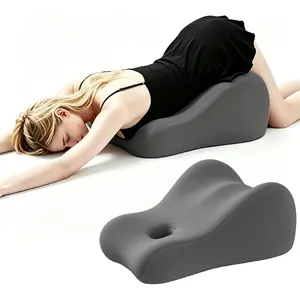 Memory Foam Wedge Pillow Ergonomic Contoured Multi-functional Bed Pillow for Couples Pregnant, Back Support Cushion for Sleeping & Reading, All Grey