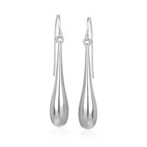 Fine Jewelry & Gemstone 14k White Gold Long Polished Teardrop Dangling Earrings