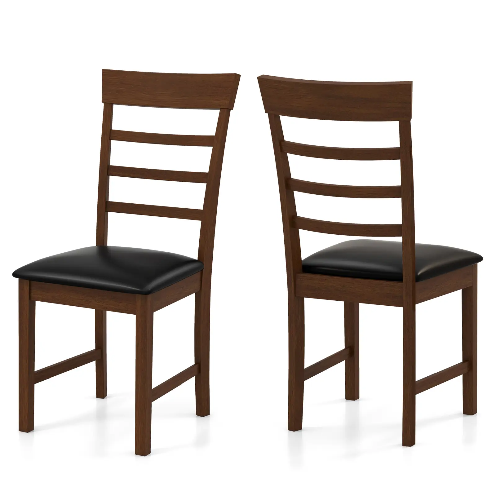COSTWAY - Wooden Dining Chair with Rubber Wood Frame Set of 2-Oak