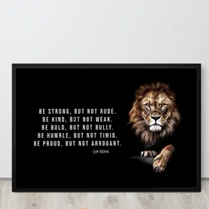 Motivational Quotes Home Art Office Decor Modern Art, Lion Be Strong Jim Rohn Quotes Motivational inspirational Quotes Wall Art Poster, Room Decor