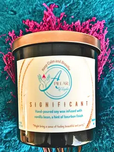 Soy Candle - All Natural Aromatic Bean-Based Candle, Vanilla Bean & Bourbon Fragrance, Creamy Aroma, Cozy Home Decor Supply, All Natural Candles, Aromatic Candles