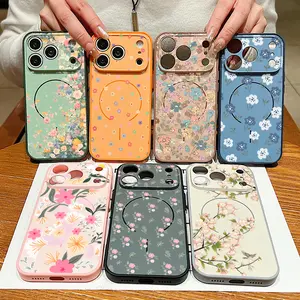 Romantic floral pattern magnetic phone case, hard back shell, suitable for iPhone 17/16/15/14/13/12/16E/17E, is a gift for friends, family, and yourself during holidays