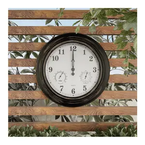 Pure Garden 18" Indoor or Outdoor Wall Clock Thermometer Pure Garden 18" Indoor or Outdoor Wall Clock Thermometer