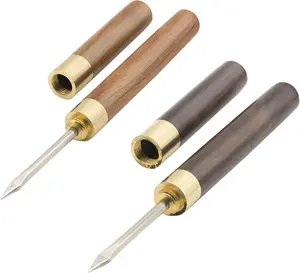 2 Pcs Ice Pick with Wooden Handle and Cover, 5.5 Inch Silver Stainless Steel Ice Crusher for Ice Breaking at Home and Bar (small)