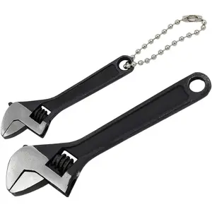 2 count 2.5" + 4" inch Mini Size Adjustable Wrench, Black Small Adjustable Spanner, Nut Wrench Repair Hand Tool