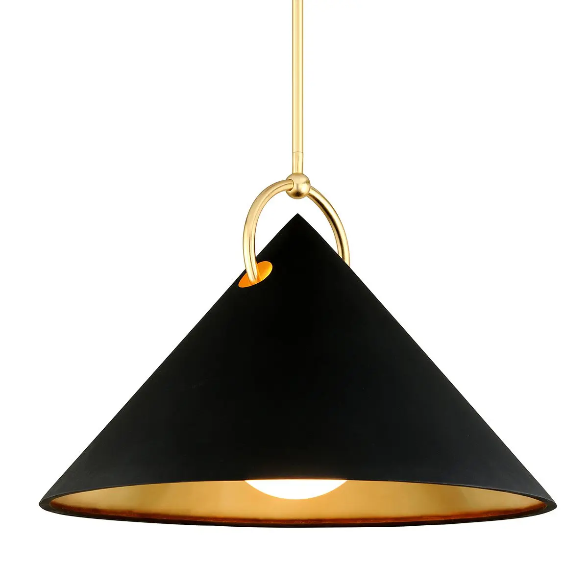 Large Charm Pendant Light with Opal White Glass Diffuser and Elegant Iron Shade