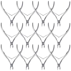 12 Packs Professional Cuticle Trimmer Nippers Stainless Steel Nail Cutter with Pointed Sharp Blades Double Spring Dead Skin Clipper Scissor Pedicure Manicure Tool for Fingernails Toenails Care