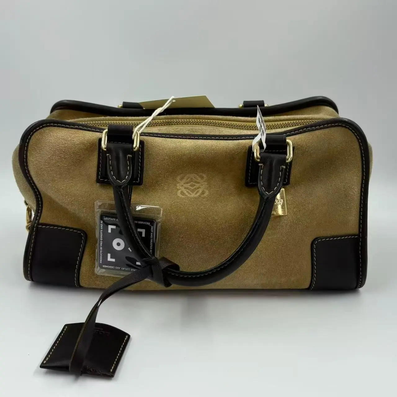 Pre-owned Loewe suede Clutches and wristlets Vintage Boston Handbag #1624561527615180