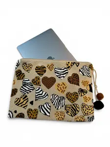 Handmade Embroidered Laptop Sleeve | Colorful Laptop Cover with Inner Lining, Zipper & Tassel Charms | 12x10 Inch