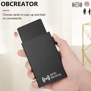 Slim Aluminum RFID Blocking Credit Card & ID Holder - Minimalist Metal Wallet for Women & Men