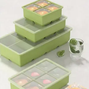 Premium Square Ice Cube Molds with Snap Lock Lids Leakproof Silicone Ice Trays Small Size Ice Grid for Cocktails Whiskey Home Kitchen Freezer Essentials