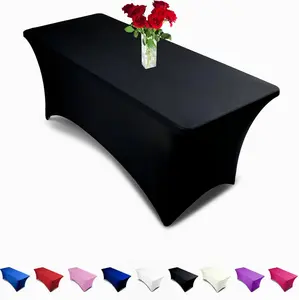 Luxury Collection Black 6ft Tablecloth Rectangular Spandex Linen - Table Cloth Fitted Cover for 6 Foot Folding Table, Wedding  Banquet Cloths Rectangle Covers