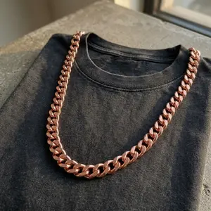 Pure Copper Chain Necklace for Men & Women – Heavy Thick Cuban Link Design, 24 Inch Handmade Copper Jewelry Gift