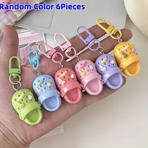 6 Pcs Cute Keychain Set, Fashion Keychain Charm Pendant, Creative Resin Slide Buckle, Perfect for Bags and Backpacks, Ideal Gift for Couples and Friends, Keychain Accessories