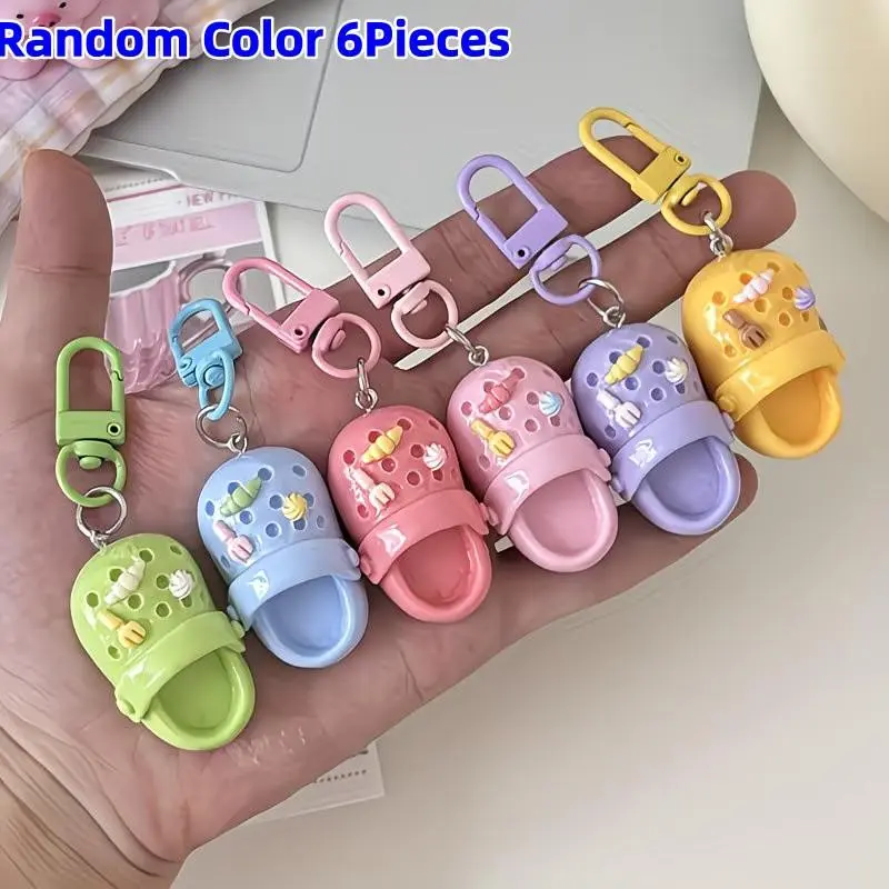 6 Pcs Cute Keychain Set, Fashion Keychain Charm Pendant, Creative Resin Slide Buckle, Perfect for Bags and Backpacks, Ideal Gift for Couples and Friends, Keychain Accessories, Keychain Decor, Aesthetic Keychain