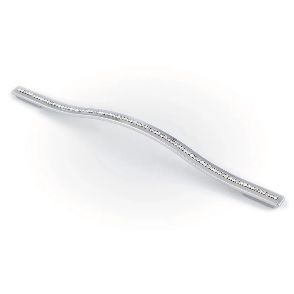 Topex 8-111032028840 Modern Bright Chrome Crystal Bow Long Pull Door Handle, 288mm Home Supplies Houseware Accessory, Door Handles