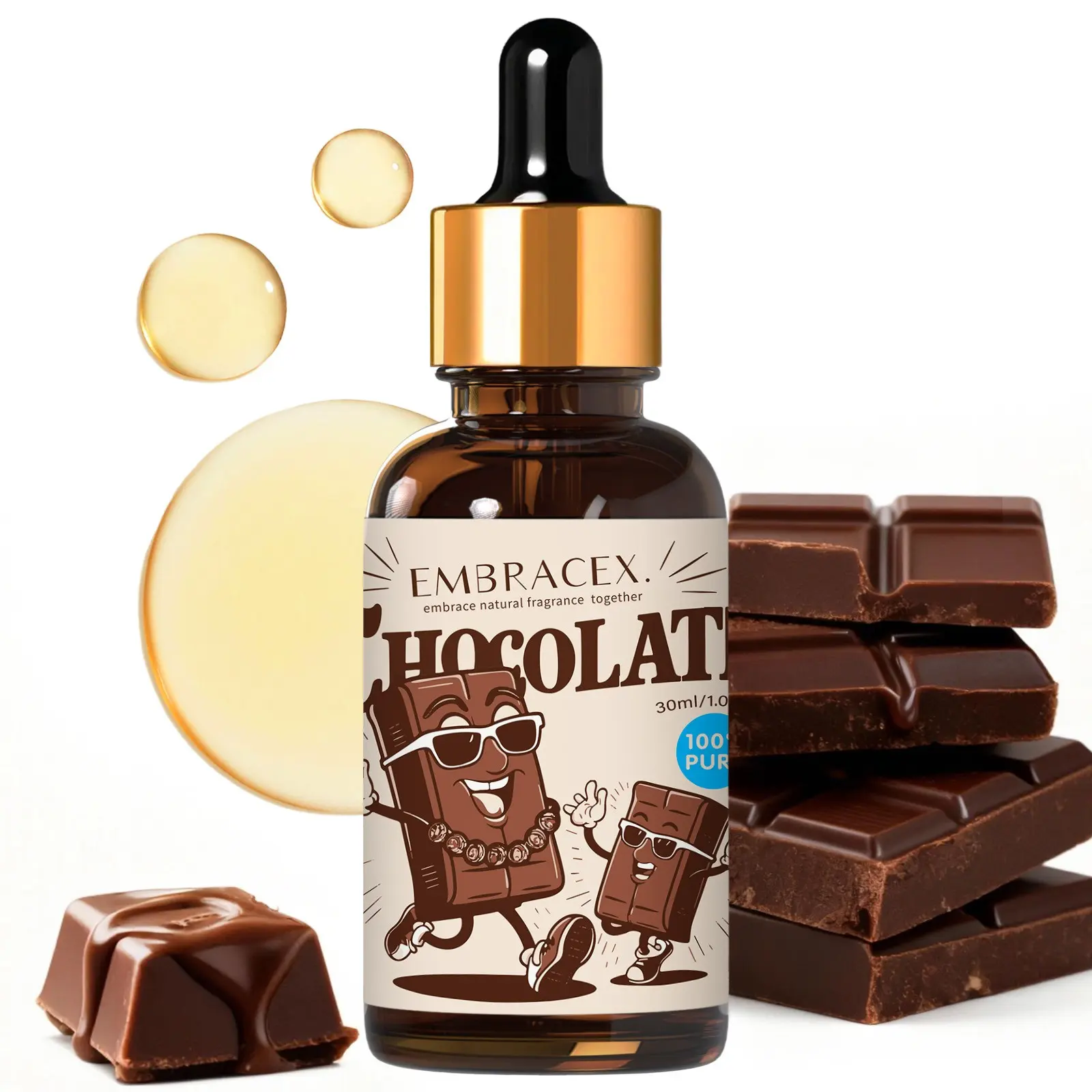 30ML Chocolate Essential Oils with Dropper, Long-Lasting Fragrance, Alcohol-Free, Home Decor, Office Supplies, Air Freshener, Gift
