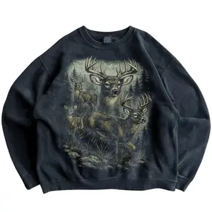 Vintage Deer 90s Graphic Style Sweatshirt, Retro Hunter Deer Crewneck, Nature Y2k Streetwear, 2000s Deer Oversized Fall Sweatshirt - Unisex S-3XL - Menswear & Womenswear - Casual Cotton Crewneck