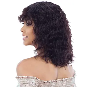 Brazilian Nude Natural Human Hair Wig - Medium Length, Heat Safe, Versatile Styling, wet & wavy, ready to wear