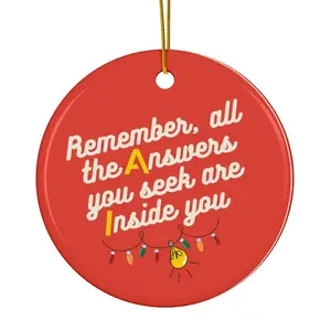 A.I. Answers Inside Inspirational Christmas Ornament Gift - Red and White Ceramic Decor Circle christmas ornaments ceramic ornament