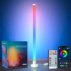 Corner Floor Lamp, RGB LED Corner Lamp with Smart App and Remote Control, 16 Million Colors & 200+ Scene, Music Sync, Color Changing Ambient Mood Lighting for Living Room, Bedroom, Gaming Room