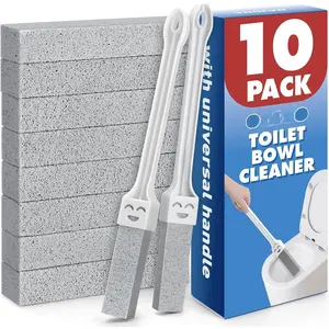 10 Pack Pumice Stone Toilet Bowl Cleaner with 2 Extra Long Handle,Pumice Stone Scouring Sticks for Toilets, Bathrooms, Kitchens, Spas and Pools