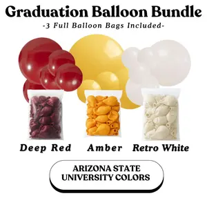 Graduation Balloon Bundle - Arizona University Colors I  Deep Red, Amber, Retro White