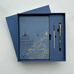 CHINSIKOL Luxury PU Leather Notebook Gift Box Set, Embossed Deer Pattern, Business Office Daily Use, Perfect Gift for Professionals