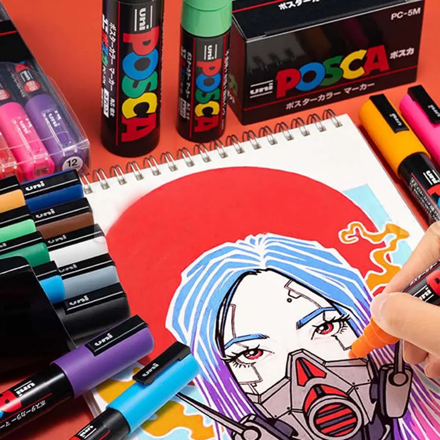 Uni PC-8k Posca Markers, Acrylic Tip 8mm, Multiple Colors Available, High Quality Japanese Stationery, Office Supplies, Drawing Pens, Coloring Graffiti Pen, Graffiti Pens, Art Markers