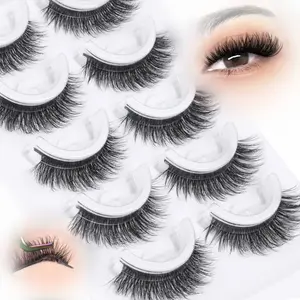Self Adhesive Eyelashes Mink Lashes Cat Eye False Eyelashes Pre Glued Lashes Extension Self Adhesive Lashes Wispy Glueless Lashes D-curly Fake Eyelashes 8-15MM 5 Pairs by Lvmixwig