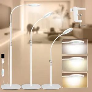 10X & 30X Floor Magnifying Glass with Light, Standing Mag Lamp for Close Work, Esthetician, Jewellery, Crafts, Lash, Adjustable Color Modes and Flexible Gooseneck LED Lighted Magnifier(White)