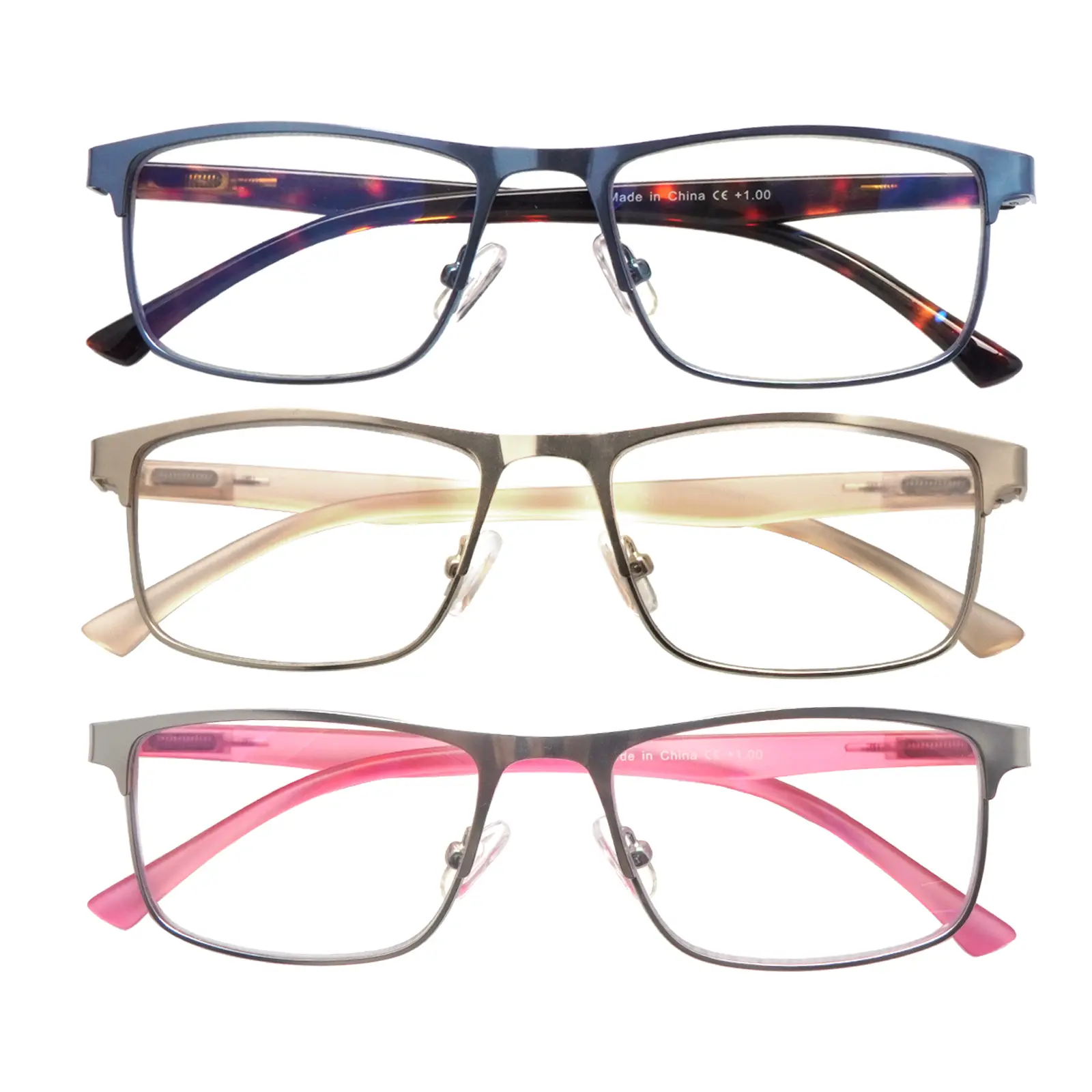 3 Pack Reading Glasses Blue Light Blocking Anti Eye Strain Spring Hinge HD Lens Unisex for Reading Computer TV Eyeglasses