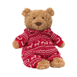 Jellycat Pajama Bear Plush Toy - Bartholomew Pajama Bear in Cozy Winter Pajamas, Cute Christmas Gift or Soothing Birthday Present for Kids and Adults