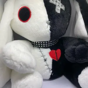 Bedazzled Gothic Bunny Plush Stash jar, Animal Doll Stuffed Toy, Mason Jar 8oz