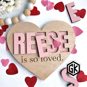 Customized Wooden Heart Shaped Name Puzzle - Unique Name Design for Personalization, Ideal for Name Sharing and Self-Reflection