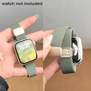 Magnetic Quick Release Nylon Apple Watch Band Ultra 2 49mm 45mm 41mm Series 10 9 8 7 6 SE 5 4 3 38 46 42mm 44mm 40mm Breathable Adjustable Stylish