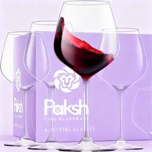 Elegant Large Red Wine Glasses - 18 Ounce Crystal Clear Glassware - Set of 4 Shatter-Resistant - Modern Italian Design Stemware - Dishwasher Safe Lead-Free