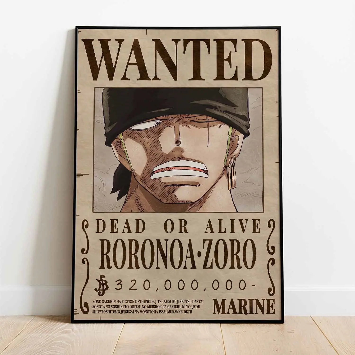 Zoro Wanted Poster Artistic Decor, Japanese Home Decor, Home Decor, Gift Perfect Character Art