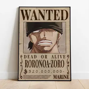 Zoro Wanted Poster Artistic Decor, Japanese Home Decor, Home Decor, Gift Perfect