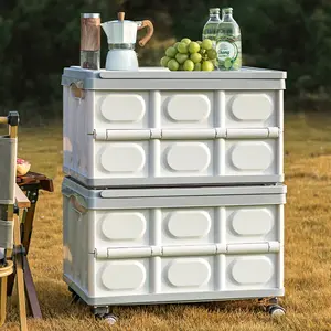 Multifunctional large-capacity folding cart bag—ideal for grocery shopping, camping, and travel; easy to carry and can bear weight. Foldable Reusable Trolley durable organizer utility