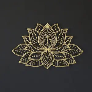 Bohemian Mandala Metal Wall Art Lotus Flower Floral Aesthetic Pattern Decor Zen Home Garden Patio Meditation Room Hanging Sculpture Gift Vintage Wall Art
