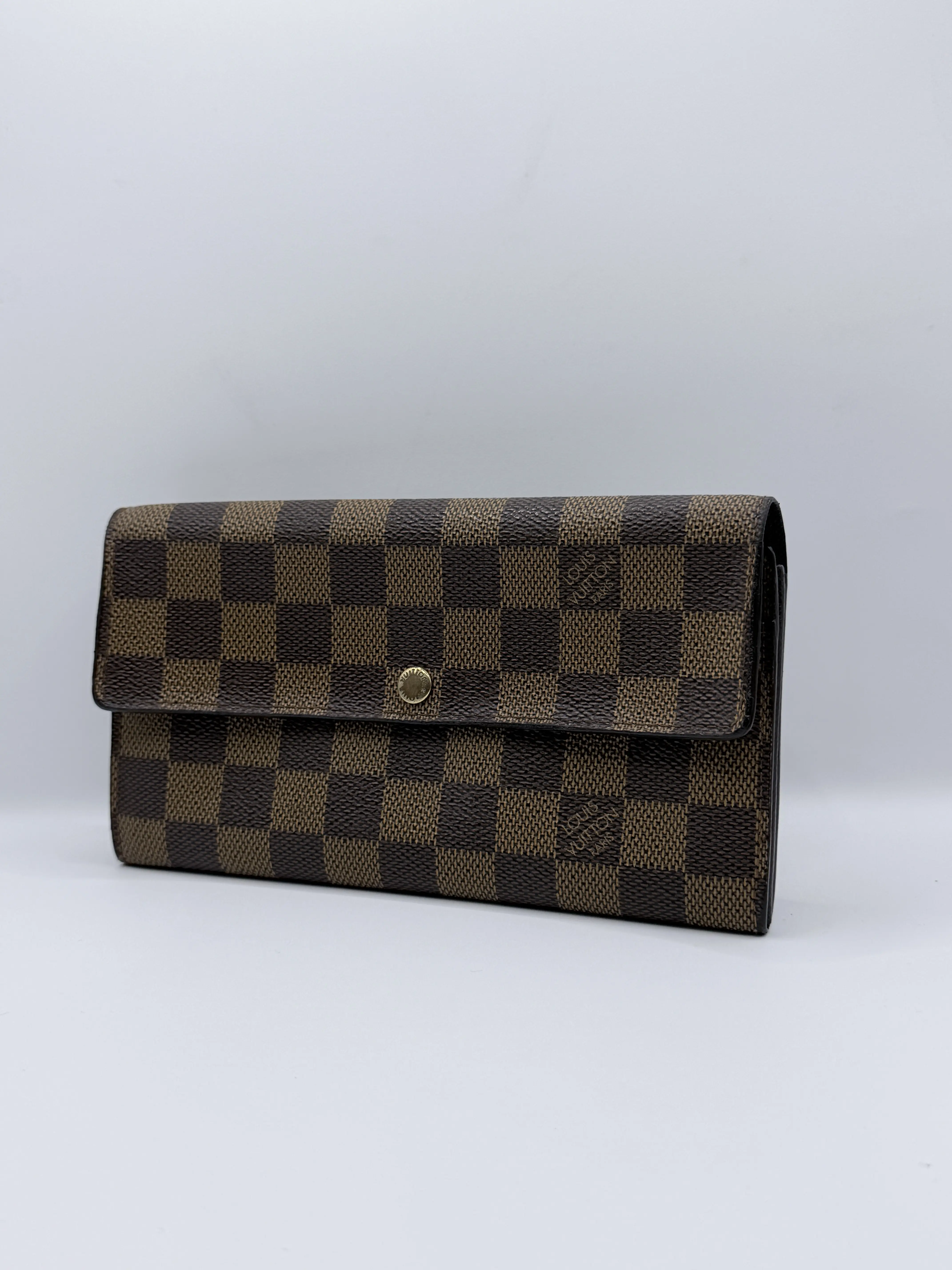 Pre-owned Louis Vuitton Canvas Flap Wallet Damier Ebene Sarah Continental Long JE596LV