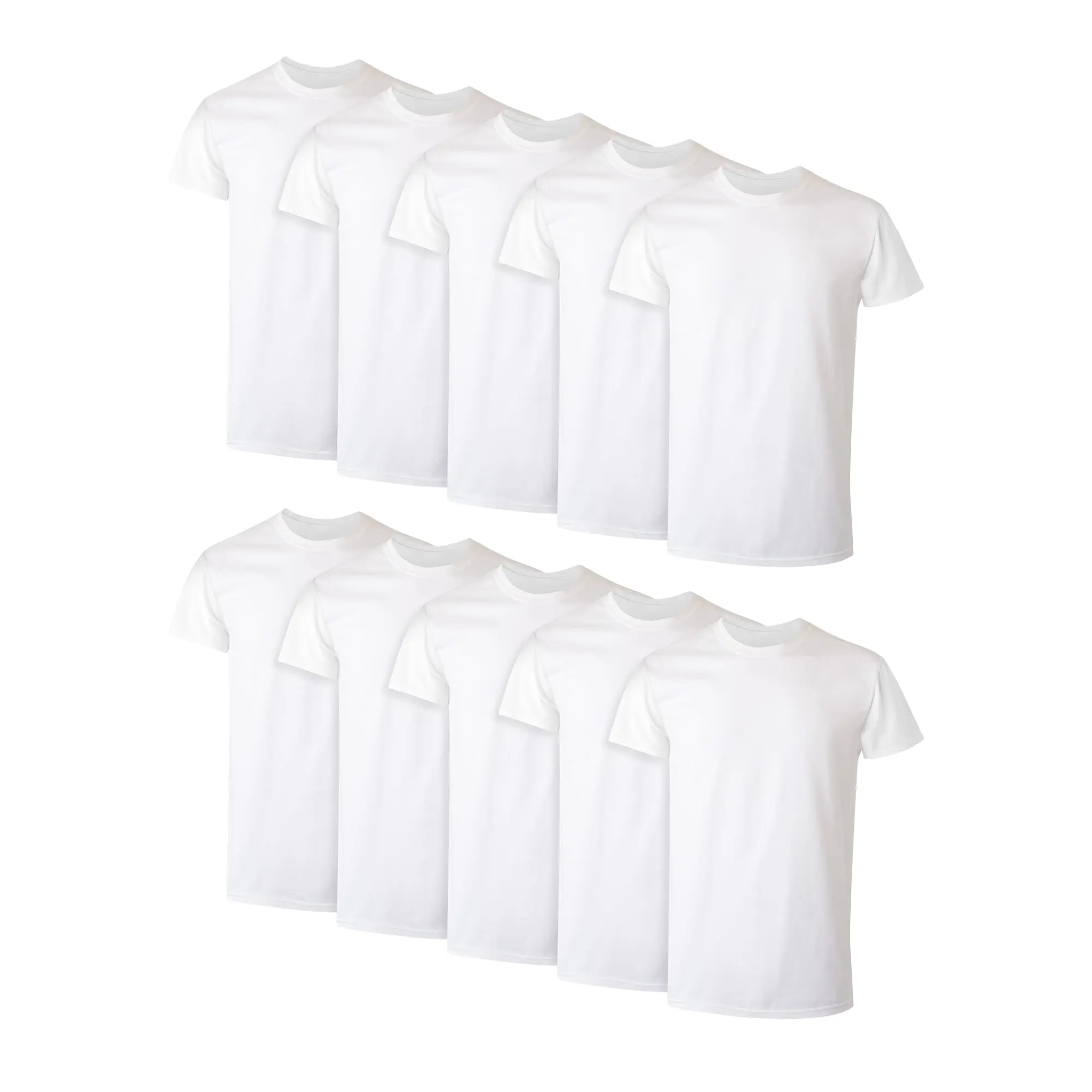 Hanes Men's Super Value Pack White Crew T-Shirt Undershirts, 10 Pack Cotton Fabric
