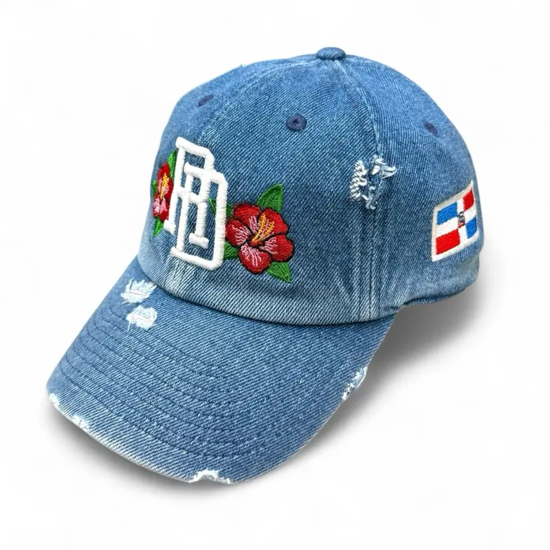 RD Flower Dominican Republic Dad Hat - Adjustable Cotton Polo Style Unisex Design Flag of Dominican Republic Machine Washable Comfortable Fit