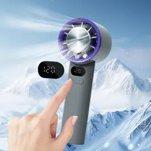 Portable Handheld Turbo Fan, 120-Speeds Adjustable Rechargeable Mini Fan, Digital Display Handheld Fan for Outdoor Travel Beach, Powerful Turbo Fan