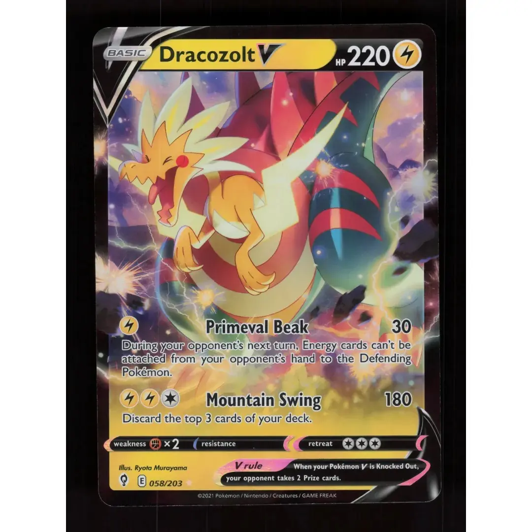 POKEMON TCG AUTHENTIC RAW SINGLES: Dracozolt V Evolving Skies V Rare 058/203 NM English