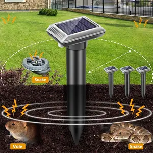 Solar Ultrasonic Mole Repeller Set, Electronic Pest Repellent, 1/2/4 Pieces, with Beep and Vibration, Outdoor Waterproof Snake Deterrent, Garden Lawn Animal Repellent