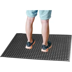 Outdoor Rubber Mat Kitchen Anti- Floor Mats (24" x 36") Restaurant Bar Floor Mat  Rubber Non-Slip Mat Black