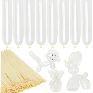 260 Clear Long Skinny Latex Balloon for Balloon Animals 100Pcs Twisting Balloon Shine for Balloons Arch Party Supplies Weddings Birthday (Clear)